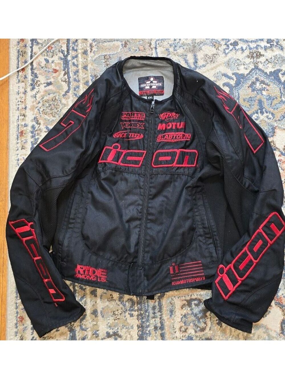 Icon Motorsports Stage 2 Merc Motorcycle Jacket XXL Black Red Y2K